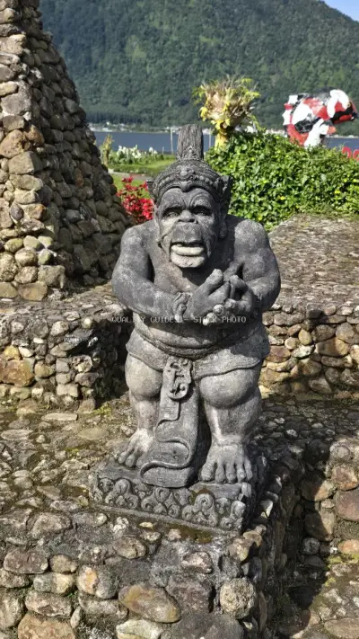 Ancient Stone Statue Ulun Danu Beratan Temple Bali - stock photo
