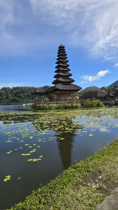 Ulun Danu Beratan Temple Bali Lake Reflection - stock photo