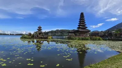Ulun Danu Beratan Temple Bali Lake Landscape - stock photo