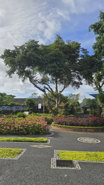 Ulun Danu Beratan Temple Gardens Bali Landscape - stock photo