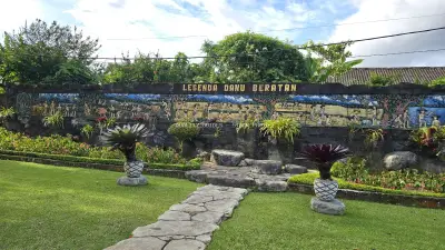 Ulun Danu Beratan Temple Garden Bali Indonesia - stock photo