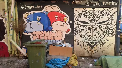 Colorful Street Art Mural Kwai Chai Hong Kuala Lumpur - stock photo
