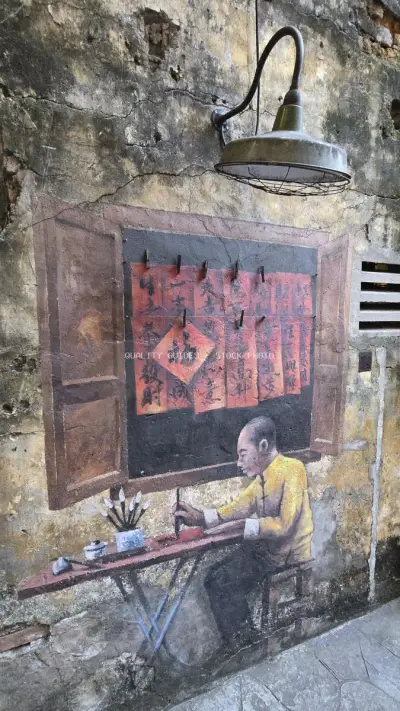 Street Art Calligraphy Artist Kuala Lumpur Heritage - stock photo