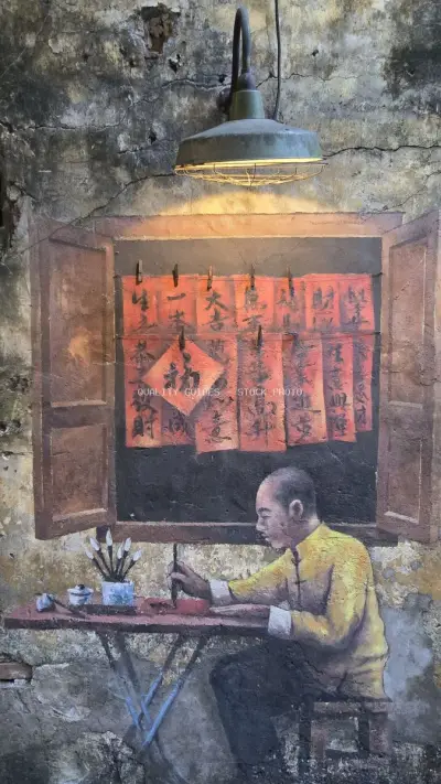 Street Art Mural Calligraphy Artist Kuala Lumpur Heritage - stock photo