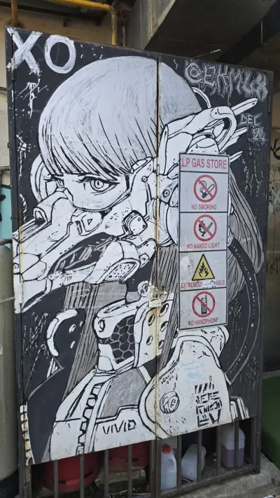 Anime Street Art Mural Kwai Chai Hong Kuala Lumpur - stock photo