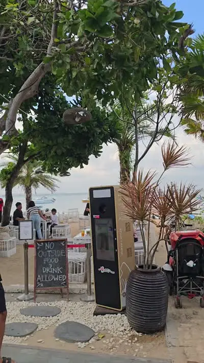 Bali Sanur Beachside Restaurant Cafe B-roll Footage, Tropical Outdoor Dining - stock photo