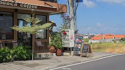 Bali Cafe and Rice Fields Panning Shot B-Roll Footage - stock photo